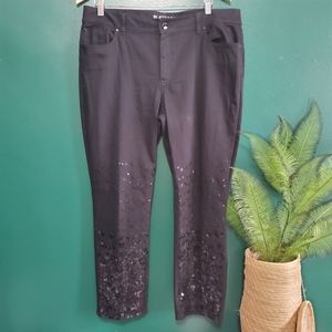 Chico's Platinum Sequin Black Jean Size 2.5 Plus